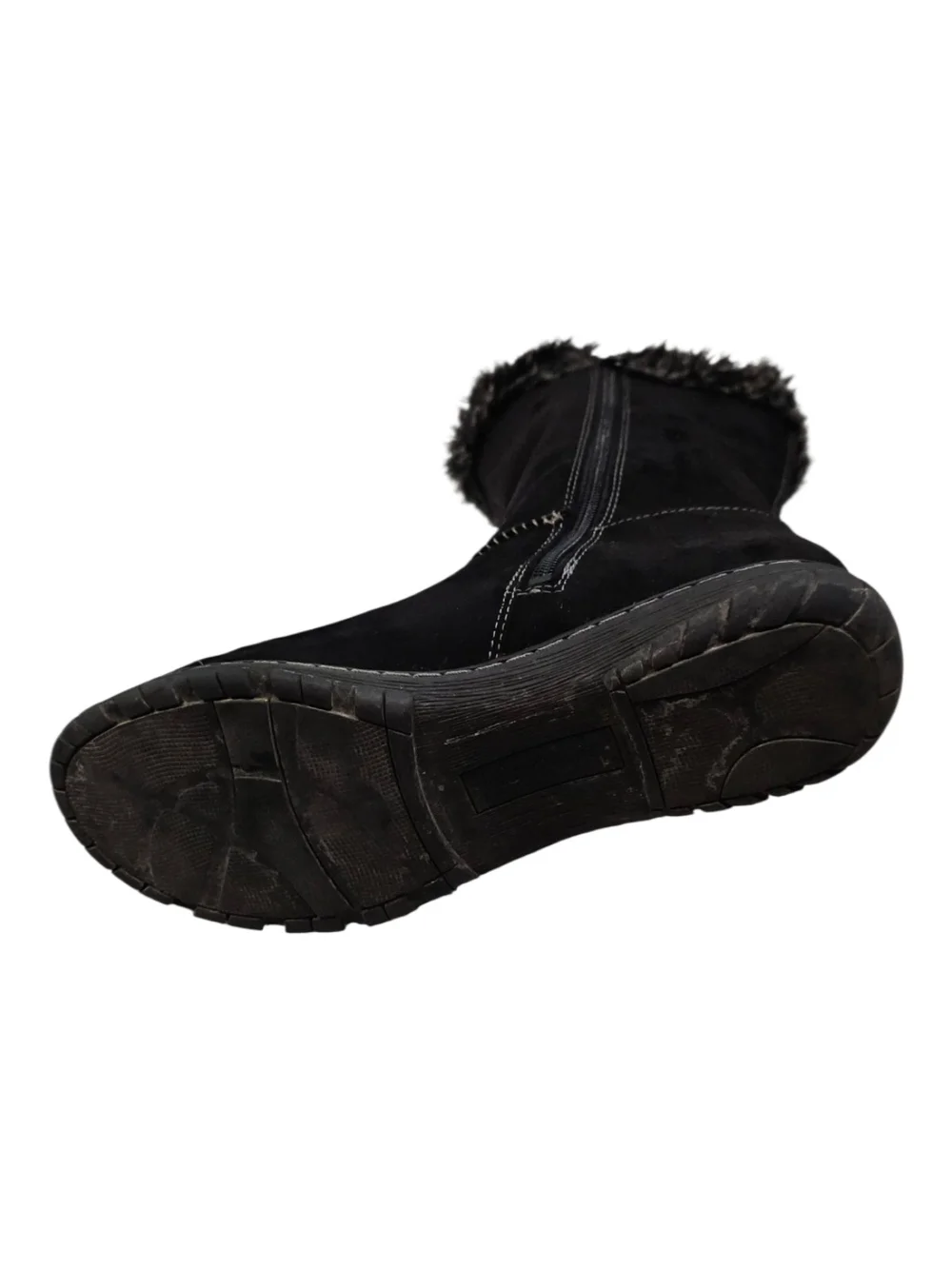 Natural Soul Size 8 Black Faux Fur-Trim Mid-Calf Winter Boots